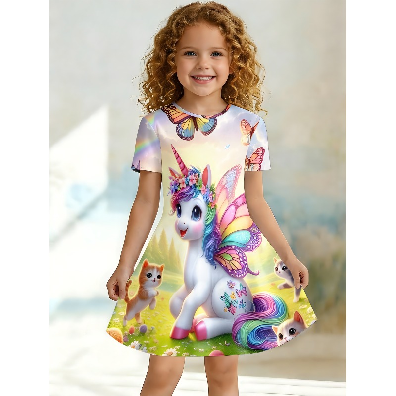 Games Garden Party - Vestido Infantil com Estampa de Unicórnio